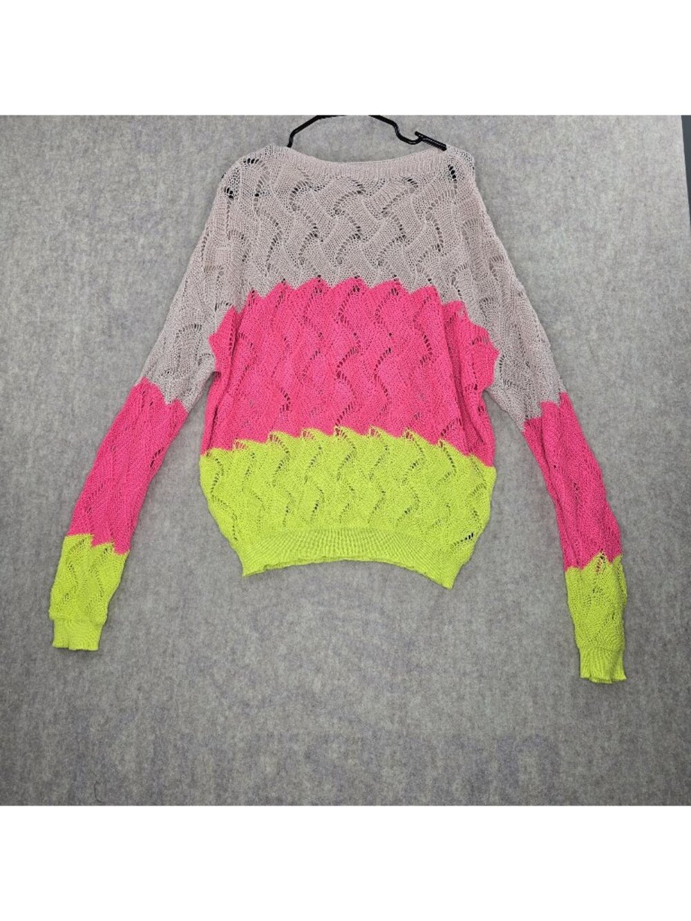 Colorblock Oversized Knit Sweater Womens Multicolor 5XL Polyester Open Weave